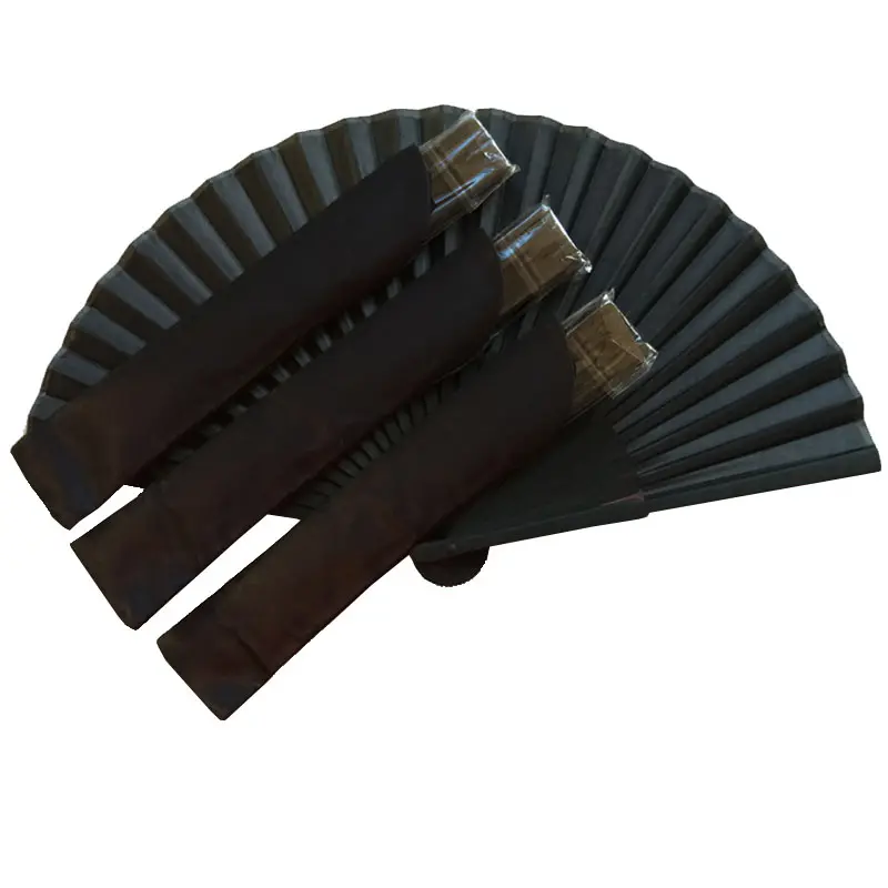 Best Sale Personalized Chinese Hand Fan Wedding Decoration & Gift Set Hand Made Bamboo Black Silk Fan
