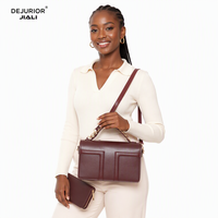 Sac à main classique 2-en-1 DEJURIOR Lady 2026 en cuir PU lisse imperméable avec fermeture éclair et poignée chaîne métallique pour femme