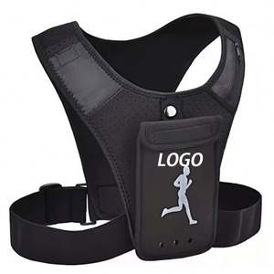 Fitness Running Multi-functional Mobile Phone Holder Bags Portable Hydration <b>Black</b> Reflective Running <b>Vest</b> for <b>Men</b> and Women - Product Image 1