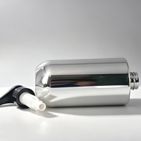 Flacon pompe en PET argenté électroplaqué, verrouillable, noir, vide, pour shampoing, gel douche, crème pour le visage, contenant cosmétique