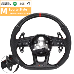 Volante Deportivo de Cuero y Fibra de Carbono para <span class=keywords><strong>Audi</strong></span> R8 B6/B8/B9 A3/A4/A5/A6 C7 SQ5 Q3/Q5 Q7 RS3 8V RS4 RS6 RS7 TT - Product Image 1