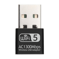 Adaptor WiFi USB Mini AC1300Mbps, Dual Band 2.4G 5G 1300Mbps Kartu Jaringan Nirkabel WiFi 5 USB Dongle untuk Desktop Laptop