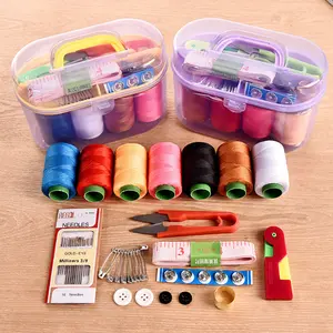 Charmkey set peralatan jahit mini portabel, produk baru dengan benang jarum warna