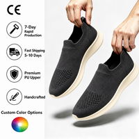 Chaussures tendance légères en toile respirante en polyester tricoté avec mousse à mémoire de forme, à enfiler, pour hommes, idéales pour la marche quotidienne – Vente chaude en gros