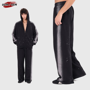 Pantalones Vintage de Pierna Recta Holgados con Efecto Lavado, Sin Cordón, con Graffiti Pintado con Spray, de Algodón Pesado de 430 g/m², 100% Algodón, Talle Medio - Product Image 3