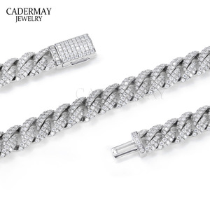 Moissanite Cuban Chain Bracelet S925 Sterling Silver 6mm 10mm Men's Hip Hop Jewelry Everyday Wear Micro Insert Full Set - Product Image 2