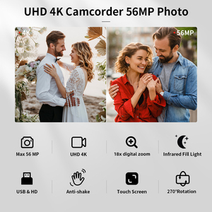 Offre Spéciale Caméscope Numérique Vidéo 4K HD WiFi Vision Nocturne IR, Caméra de Vlogging pour YouTube avec Écran Tactile <span class=keywords><strong>Enregistreur</strong></span> - Product Image 2