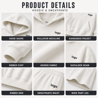 Ensemble de survêtement streetwear pour homme, coupe ample, en molleton de coton biologique, personnalisable OEM sous marque privée, comprenant un sweat à capuche et un pantalon de survêtement amples et unis