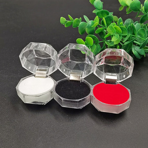 Acrylic Jewelry Storage <b>Box</b> Octagonal Flip Top Transparent Stackable For Rings <b>Earrings</b> Small Capacity 1pc - Product Image 1