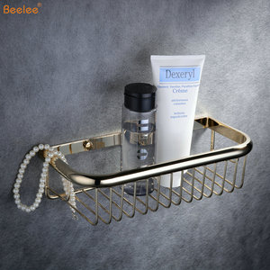 Beelee-soporte de pared de latón <span class=keywords><strong>para</strong></span> baño, <span class=keywords><strong>estante</strong></span> de almacenamiento <span class=keywords><strong>para</strong></span> champú, Gel de <span class=keywords><strong>ducha</strong></span>, color dorado - Product Image 4