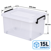 Boîte de rangement domestique personnalisée 15L, conteneur transparent, organisateur pour jouets, placard, fournitures d'artisanat