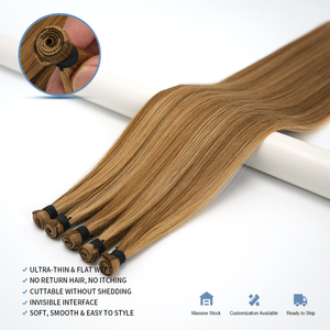 ขายส่งจากโรงงาน ผมต่อแบบไหมตรงสีสันปรับแต่งได้ ต่อผมแบบแฮนด์ไทด์ ผมแท้เวอร์จิ้นเรมี่ น้ำหนักเบา มองไม่เห็นรอยต่อ - Product Image 3