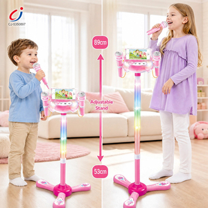 Juguete Musical Chengji con Luces, Micrófono Doble para Niños con Soporte, <span class=keywords><strong>Karaoke</strong></span>, <span class=keywords><strong>Canciones</strong></span>, Instrumento Musical - Product Image 2