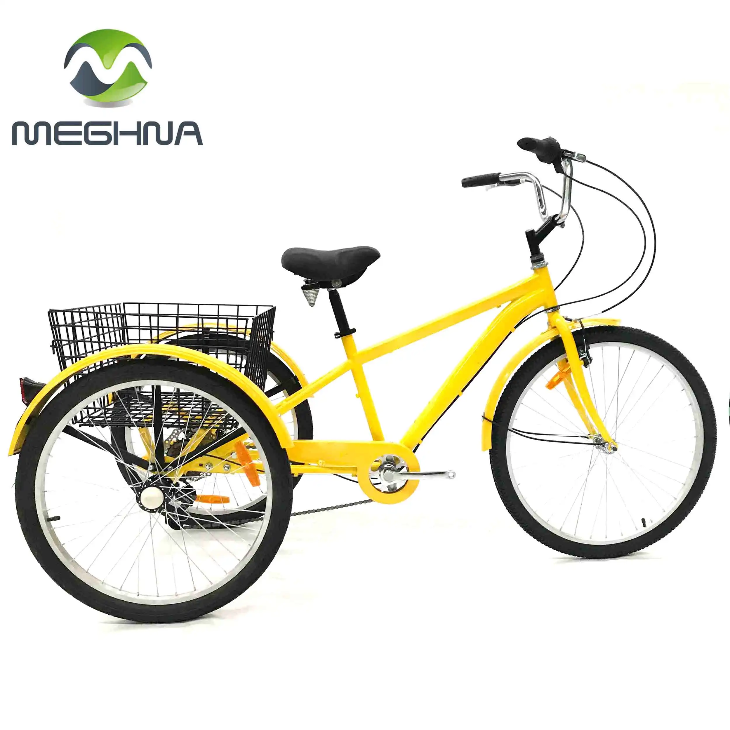 24 Inch Steel Frame Mountain三輪車Modern Cargo Rickshaw 3 Wheel Trike Adult Pedal Bike Tricycle