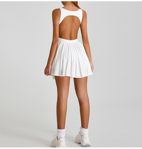 Vestido deportivo sin espalda Mujer Falda DE TENIS plisada Traje de yoga Anti-exposición Gimnasio Fitness Activewear - Product Image 6