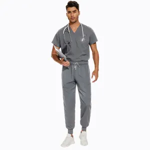 Men's Medical Scrubs Matte Set with Pockets for Runners Navy Blue Pharmacy Matte <strong>Clinic</strong> <strong>Uniform</strong> for Hospital Nurses - Product Image 5