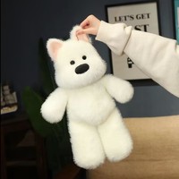 Collection de peluches shaggy avec agneau, éléphant et renard arctique, jouets doux à poils longs et mignons pour étagère de chambre d'enfant