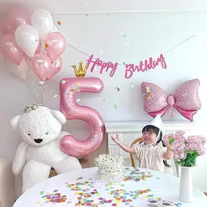 First Birthday Party Decoration 40 inch Big large huge Crown Number 0-9 pink blue helium foil Balloons