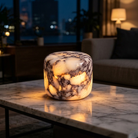 Lampe de table LED moderne en marbre naturel à piles pour chambre à coucher, veilleuse, style européen de luxe, éclairage d'ambiance décoratif