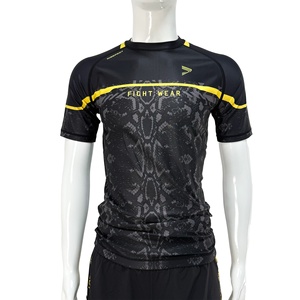 <strong>Black</strong> Golden Rash Guard <strong>Compression</strong> <strong>Shirt</strong> 4 Way Stretch and Sweat Moisture Fabric Part of a Martial Set Essential for BJJ - Product Image 3