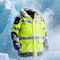 Parka d'hiver ignifuge JIADE |   Veste de sécurité thermique imperméable coupe-vent haute visibilité avec capuche amovible