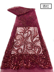 Perle Broderie Paillettes Maille Tissu Dentelle Robe De Mariée En Trois Dimensions Fleur Tissu a Paillettes Brode De Perles - Product Image 4