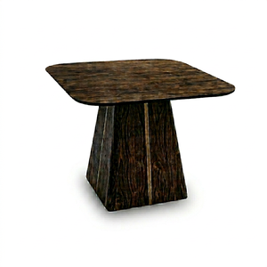 Modern Square Dining <b>Table</b> <b>Solid</b> <b>Wood</b> Legs Walnut Veneered MDF <b>Top</b> Pedestal Base for Cafe Restaurant Hotel Banquet Use 4-Seater - Product Image 1