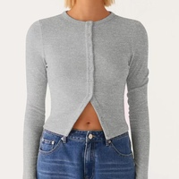 Cardigan décontracté pour femme à manches longues et col rond, couleur unie, boutonné, court, confortable pour le quotidien, en viscose/polyester, idéal pour l'automne