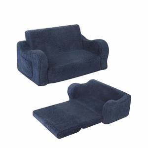 Canapé enfant 2-en-1 convertible en mousse avec dossier haut, cadeau unique, avec housse en sherpa doux - Product Image 1