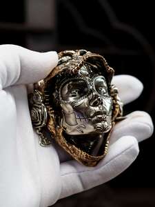 Bronze Cast 2.0 Edition Masque Mécanique II Rose Graine Science <span class=keywords><strong>Fiction</strong></span> Marée Bronze Jouer Réfrigérateur Métal Sculpté Noël - Product Image 4