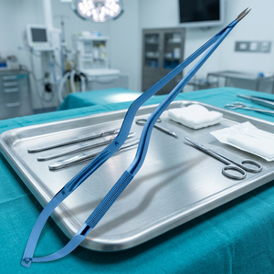 Porte-aiguilles micro-courbes à poignée baïonnette ronde, forceps chirurgical manuel pour chirurgie générale, certifié CE, en acier inoxydable - Product Image 3