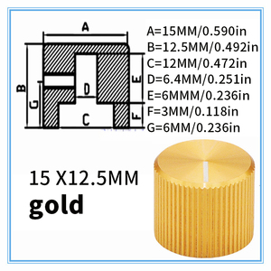 aluminium 15x12.5mm Bouton de commande moleté avec vis de réglage pour amplificateur de guitare Équipement audio - Product Image 4