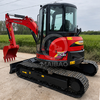 Excavatrice d'occasion Yanmar VIO55, 5,5 tonnes, mini-excavatrice hydraulique à chenilles à queue zéro pour l'aménagement paysager et les travaux en espaces restreints