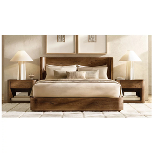 Muebles de Interior de Diseño Moderno, Cama de Madera Maciza para Dormitorio, Cama de Madera Maciza Minimalista para Hotel, Camas King Size con Ruedas - Product Image 5