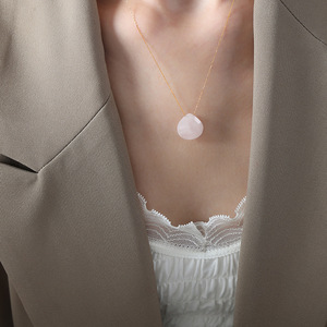 Collier pendentif en pierre naturelle en forme de goutte d'eau, en acier inoxydable plaqué or, résistant à l'eau, bijoux pour femmes - Product Image 4