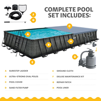 Piscina Plegable de PVC Grande de 32 Pies al por Mayor |   Piscina Rectangular Portátil para Adultos y Familias |   Ecológico, Fácil de Instalar, Duradero