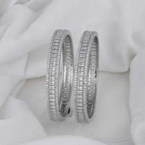 High Shine <b>Crystal</b> Studded Bangles Classic Luxury Evening Wear Accessory with Layered CZ for Special Occasions - Product Image 1