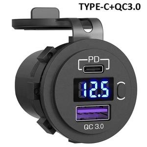 ON/<span class=keywords><strong>Off</strong></span> charge rapide de voiture chargeur de téléphone portable de voiture PD + QC3.0 12V/24V double chargeur USB prise de chargeur de voiture - Product Image 2