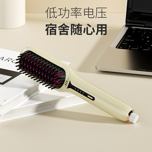 Peigne lisseur pour cheveux en céramique tourmaline, portable, pour usage domestique, avec protection thermique - Product Image 4