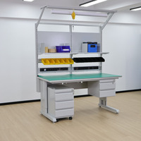 Mesa de Trabajo ESD Modular Detall, Mesa de Trabajo Antiestática, Marco Superior Expandible, Riel para Herramientas, Regleta de Alimentación