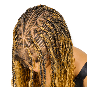 36 Inch #T1B/27/144 Boho Style Full Lace Braided <strong>Wig</strong> with Transparent Lace Glueless Lightweight Synthetic <strong>Wig</strong> for Women - Product Image 6