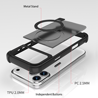 Coque de téléphone antichoc magnétique avec béquille pour iPhone 17 16 15 14 13 12 Pro Max, coque arrière rigide en PC avec protection de l'appareil photo