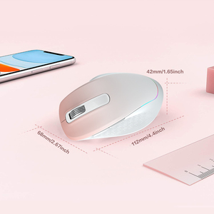 เมาส์ไร้สาย RGB ชาร์จไฟได้ 2.4G โหมดคู่ เงียบ แบบออปติคอล สำหรับคนถนัดขวา ออกแบบตามหลักสรีรศาสตร์ สำหรับแล็ปท็อปและคอมพิวเตอร์ พร้อมตัวรับสัญญาณ USB - Product Image 3