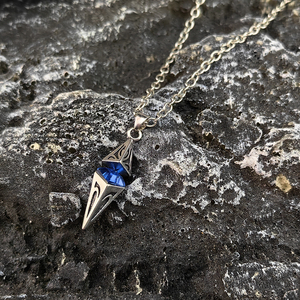Colares de Pedra Azul Elegantes para Homens, Pingente Geométrico Retro de Hip Hop, Presente para o Dia dos Namorados ou Aniversário - Product Image 4