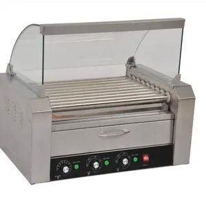 Hot Dog Roller Machine, Dual Temp Control Commercial Electric Contact Grills with warming case for sausage