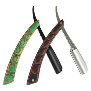 Rasoir pour hommes 2 couleurs rétro <span class=keywords><strong>à</strong></span> lame unique, épilation manuelle, bois de barbier, rasoir droit en métal sur la signification - Product Image 1