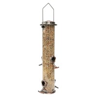 Mangeoire à oiseaux suspendue Oniya Clear Tube, mangeoire à graines pour oiseaux sauvages, en métal, pour extérieur, jardin, station d'alimentation
