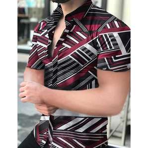 Ingrosso stampato a manica corta ad asciugatura rapida stile Slim taglie forti collo girocollo Casual <span class=keywords><strong>camicia</strong></span> da uomo - Product Image 2