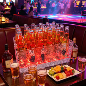 Seau à champagne <span class=keywords><strong>en</strong></span> plastique personnalisé avec logo, seau à glace carré <span class=keywords><strong>en</strong></span> acrylique, refroidisseur LED à 7 couleurs pour KTV Club - Product Image 2