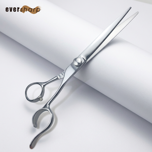 Juego de Tijeras de Peluquería de Acero Inoxidable 440C con Hoja Convexa Pulida a Espejo, Punta Afilada y Mango Largo Desplazado para Peluqueros - Product Image 1